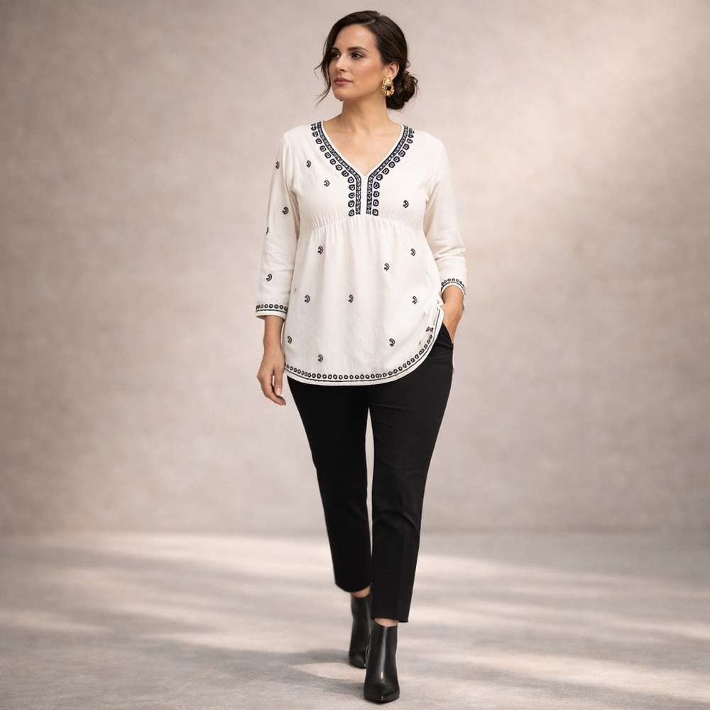 ⭐NWOT-Jessica Sport White Embellished Tunic  | Size 10 | Boho Vibes + $15 OFF!📣